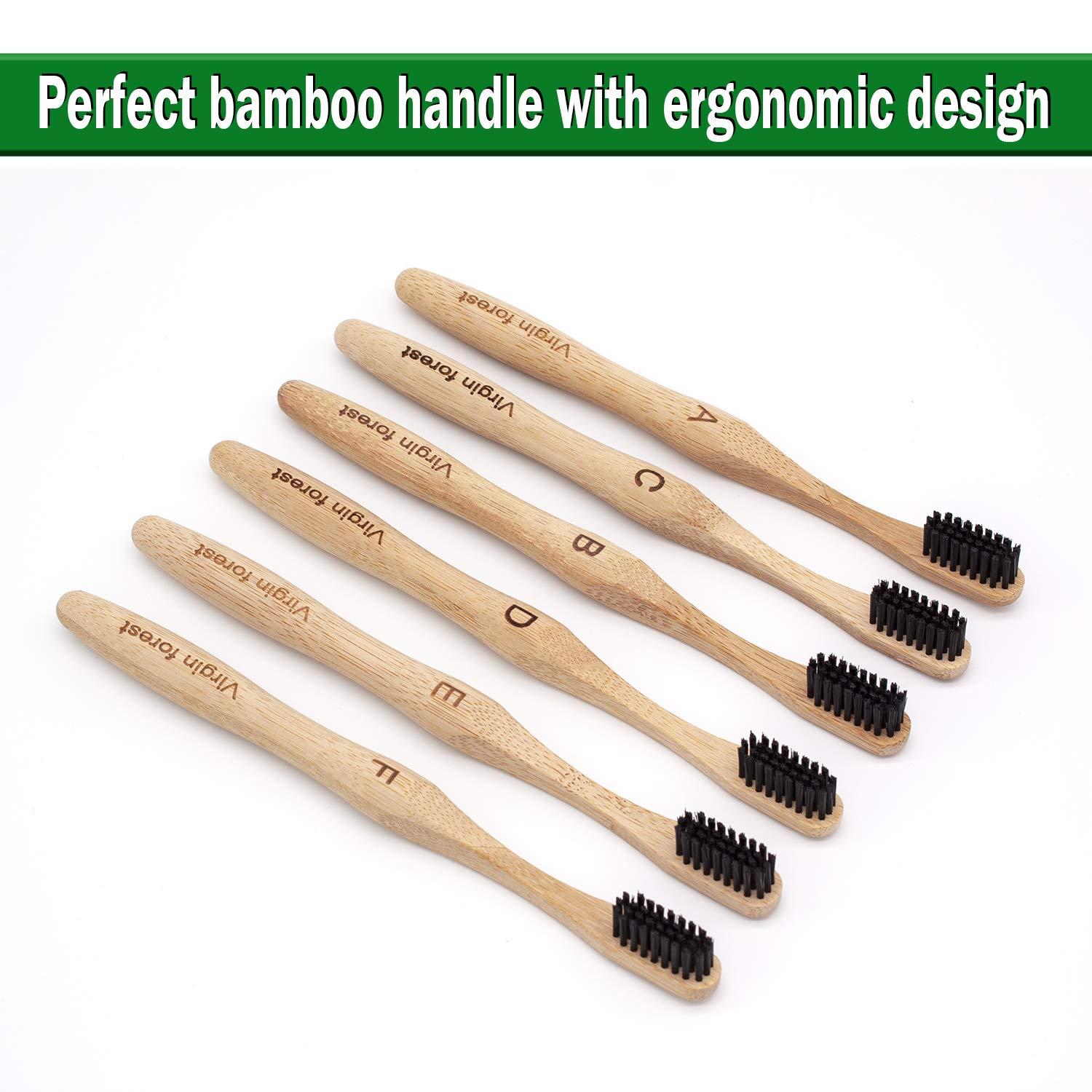 Virgin Forest Bamboo Toothbrush 10-Pack with Charcoal-Infused Bristles - Health & Wellness product