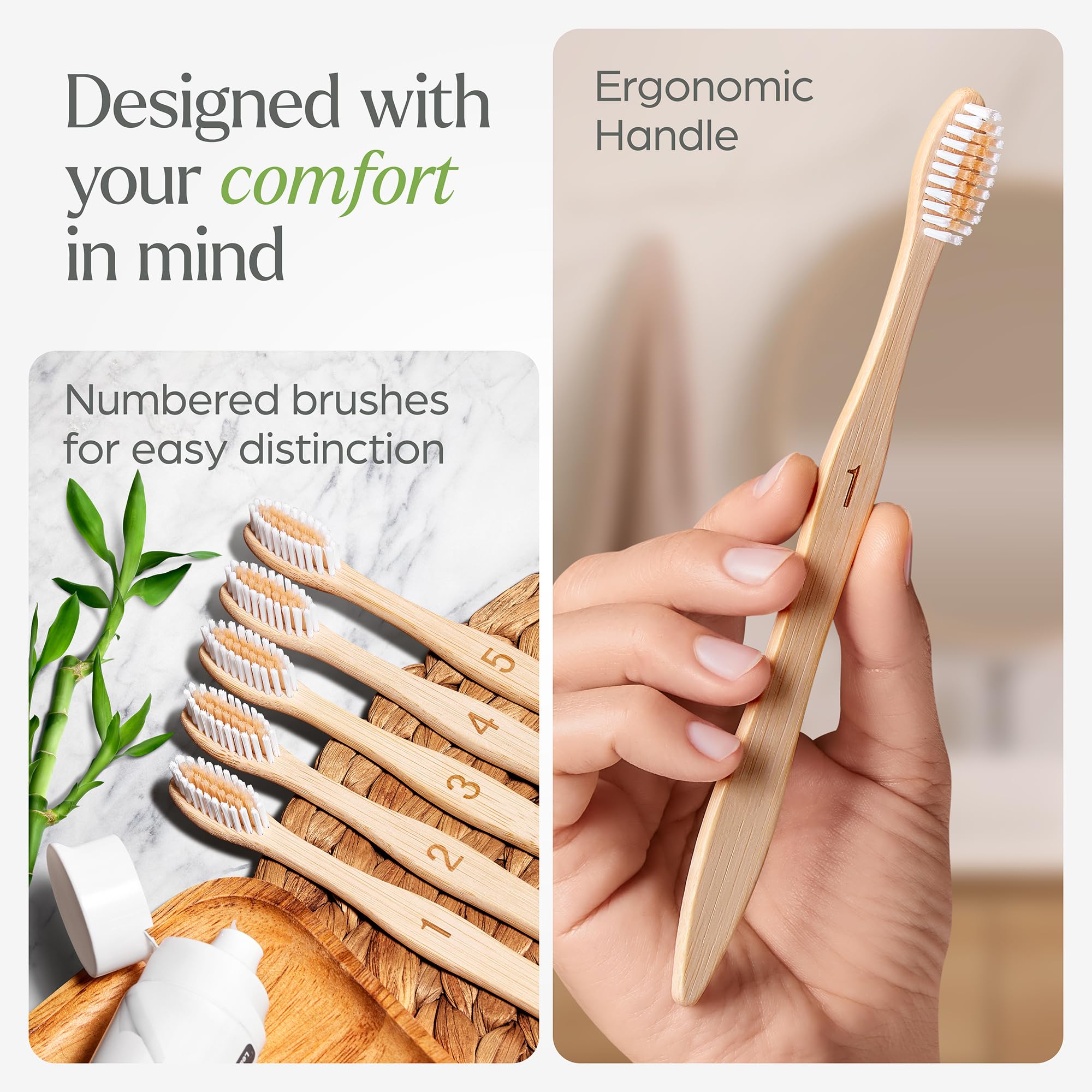 VIVAGO Biodegradable Bamboo Toothbrush 10-Pack - Compostable Eco-Friendly Design - Health & Wellness product