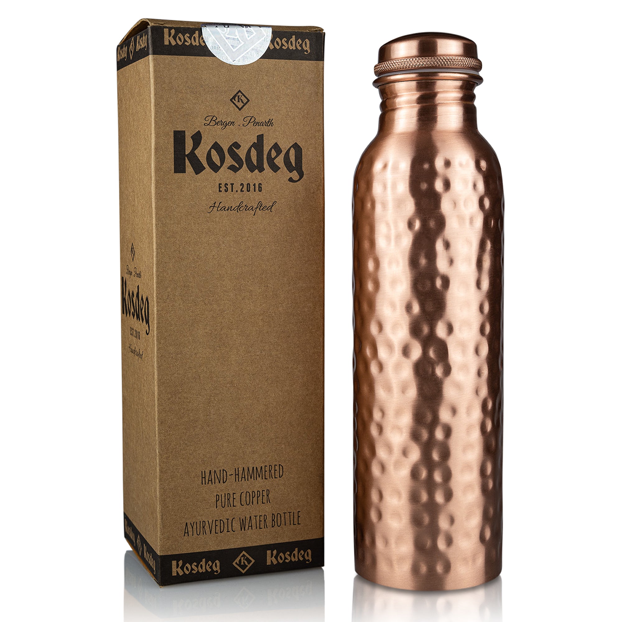 Kosdeg Hammered Copper Water Bottle - 34oz Ayurvedic Pure Copper Vessel - Health & Wellness product