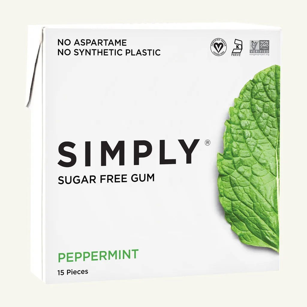 Simply Gum Natural Xylitol Chewing Gum Peppermint (6-Pack, 90 Pieces) - Chicle Tree Sap Base, Plastic-Free, Biodegradable by Simply Gum - reviewed by Elyvora US