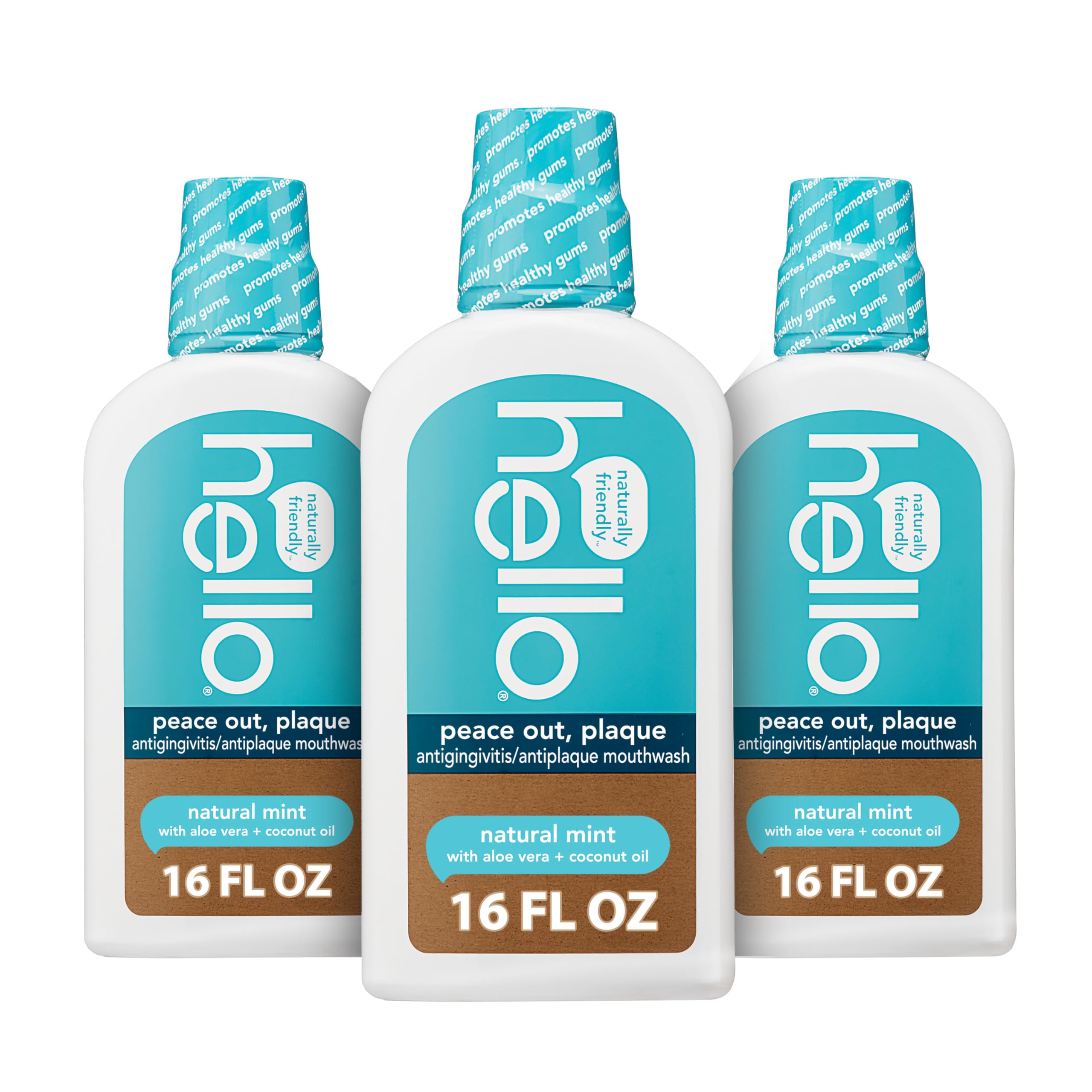 Hello Peace Out Plaque Antigingivitis Mouthwash Natural Mint (16 oz)