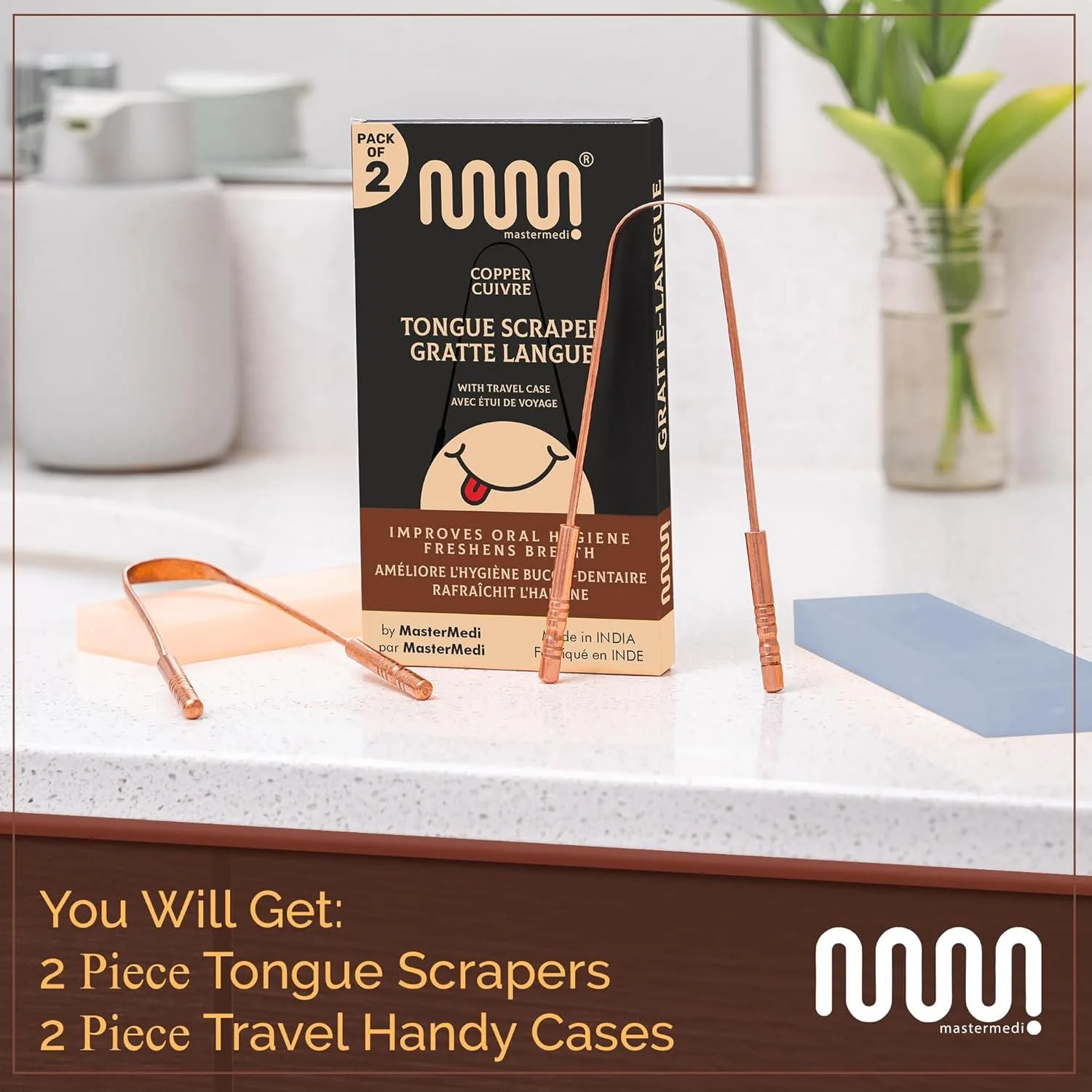 MasterMedi Copper Tongue Scraper (2-Pack) with Travel Case by MasterMedi - reviewed by Elyvora US