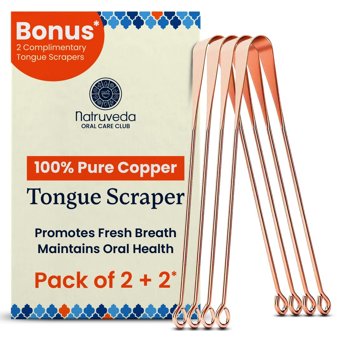 Natruveda Copper Tongue Scraper (4-Pack) Family Set