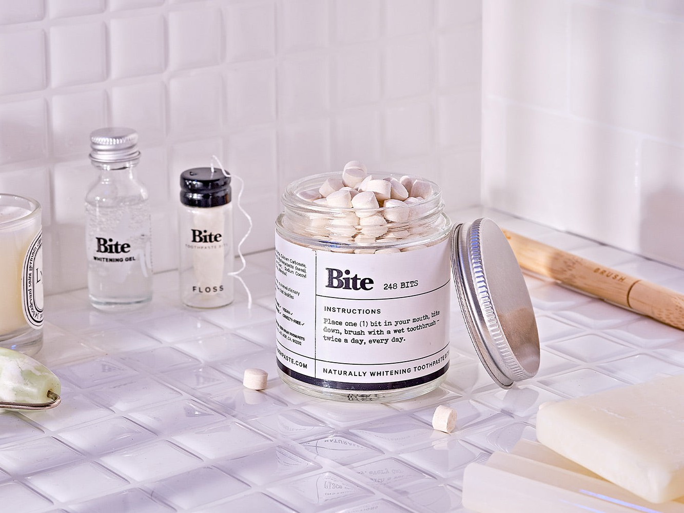 Bite Toothpaste Bits Whitening Tablets Mint (2 Bottles, 124 Tabs)