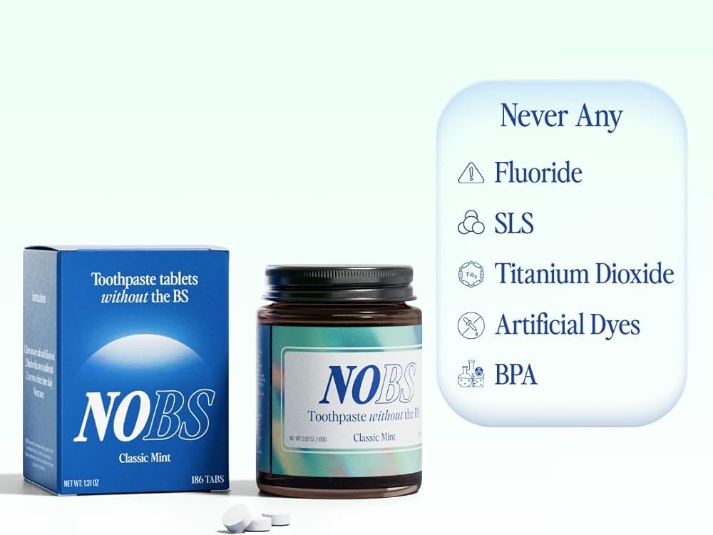 NOBS Toothpaste Tablets with Nano Hydroxyapatite (62 Count) - Fluoride-Free Remineralizing Eco-Friendly Travel Tabs by NOBS - reviewed by Elyvora US