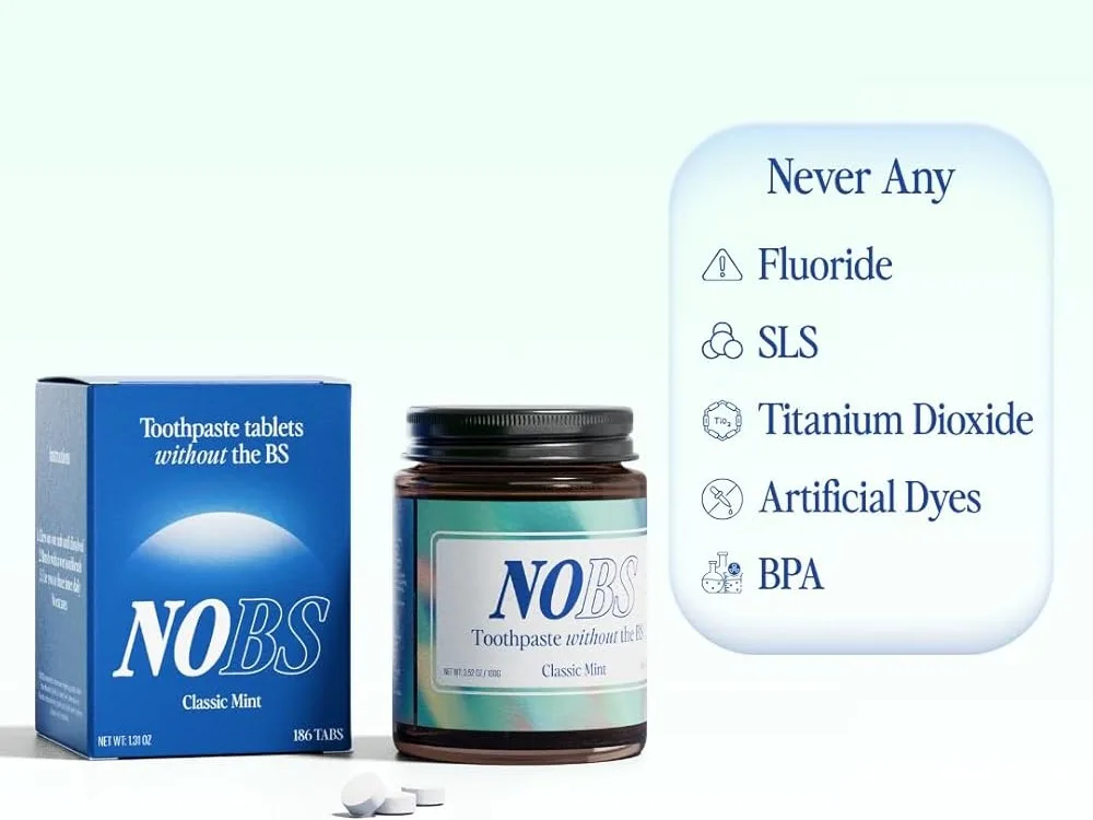 NOBS Toothpaste Tablets with Nano Hydroxyapatite (62 Count) - Fluoride-Free Remineralizing Eco-Friendly Travel Tabs by NOBS - reviewed by Elyvora US